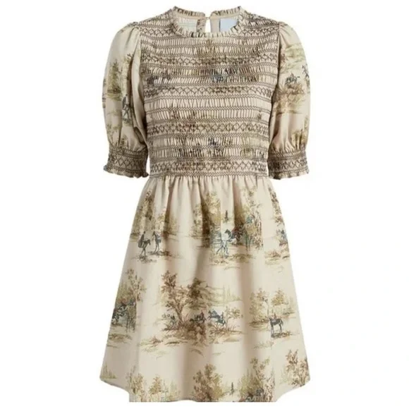 New Hill House Vivi nap mini dress in multi equestrian toile stretch crepe - Picture 2 of 12